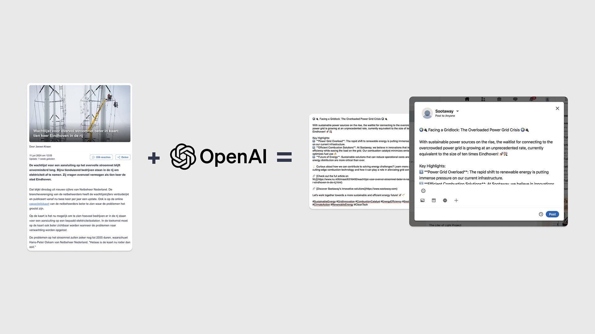 A news article and OpenAI transformed into a tailored LinkedIn post